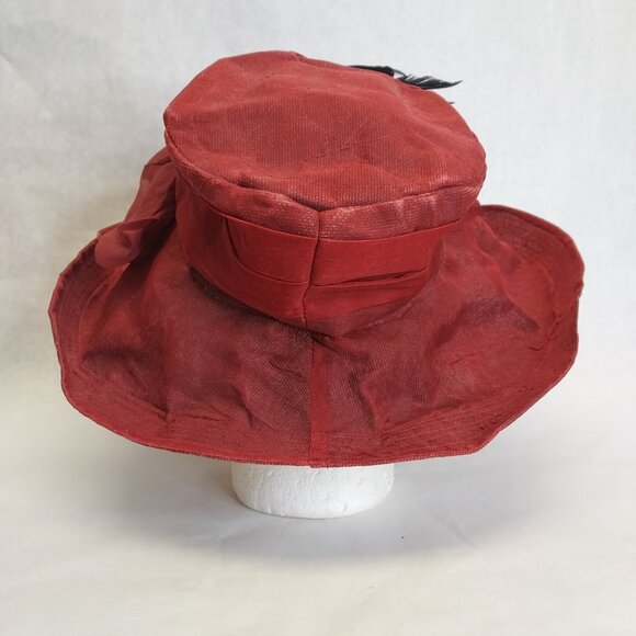 Bridget Armstrong Wide Brim Hat Lady Feathers Elegant Kentucky Derby Tea Party - Picture 4 of 16